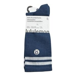 Lululemon Unisex Daily Essential Crew Socks Blue Twill Size M & XL 11-14 NWT
